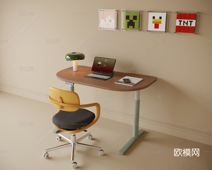現(xiàn)代書(shū)桌椅 兒童書(shū)桌椅3d模型下載