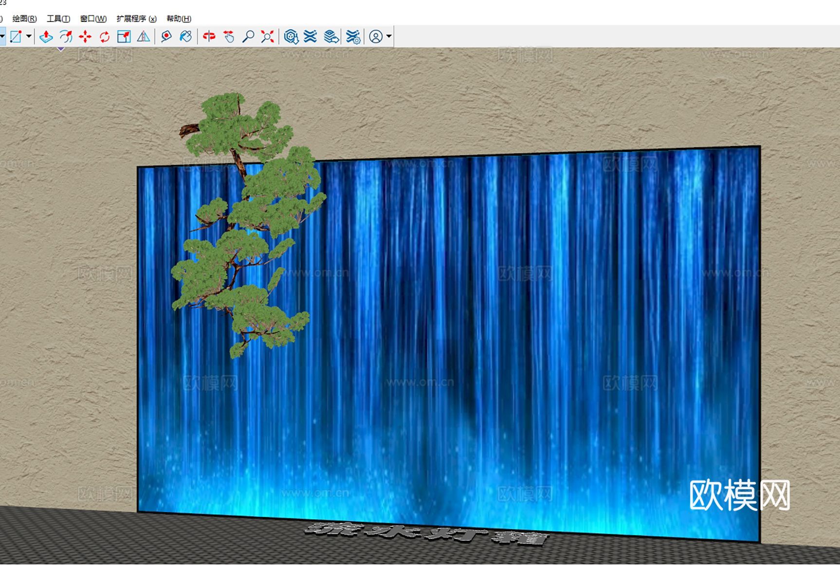 瀑布灯箱 流水灯箱 装饰灯箱 亚克力灯箱su模型下载（渲染图1）