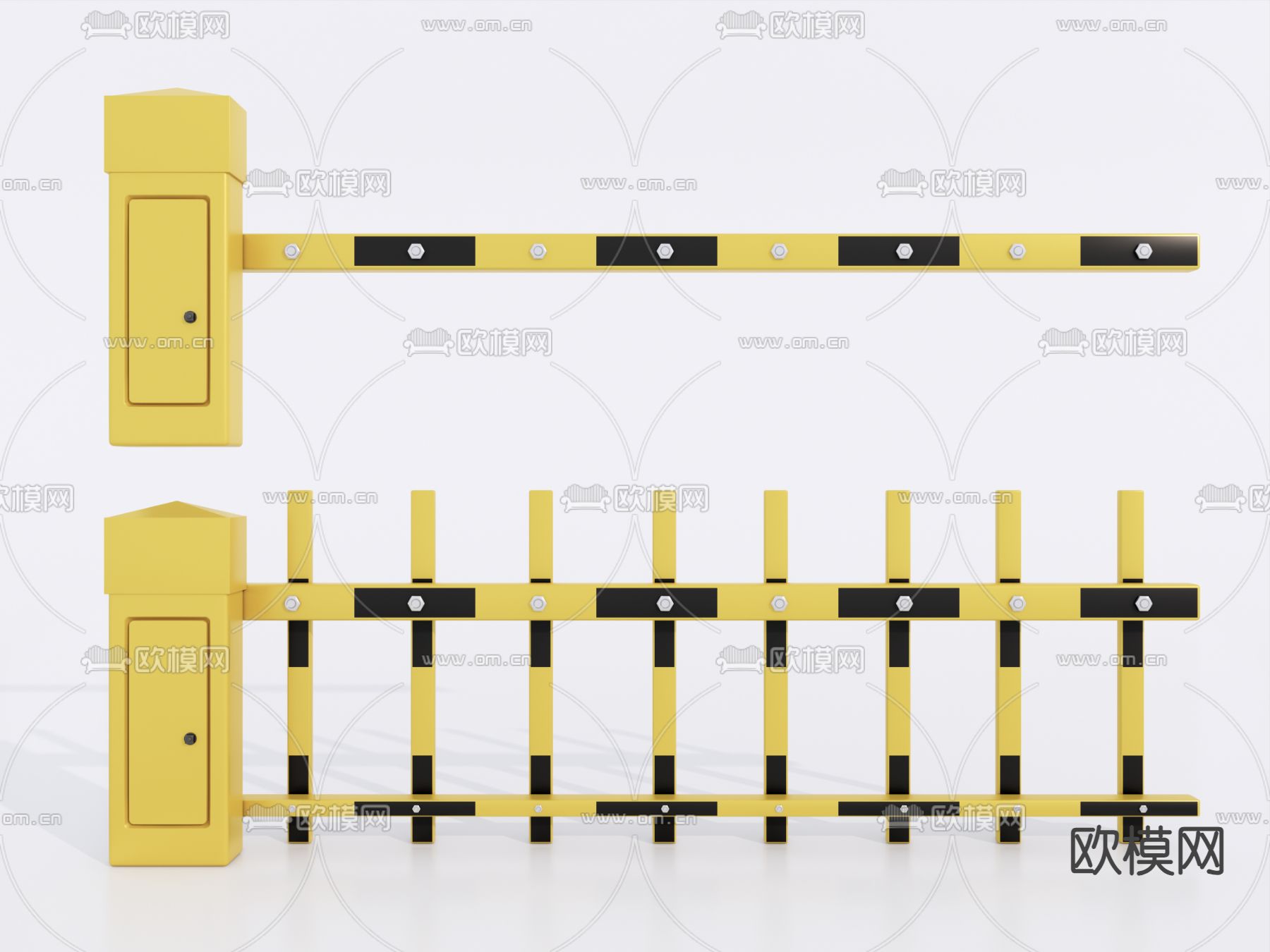现代道闸杆 门禁出入口 小区起落杆su模型