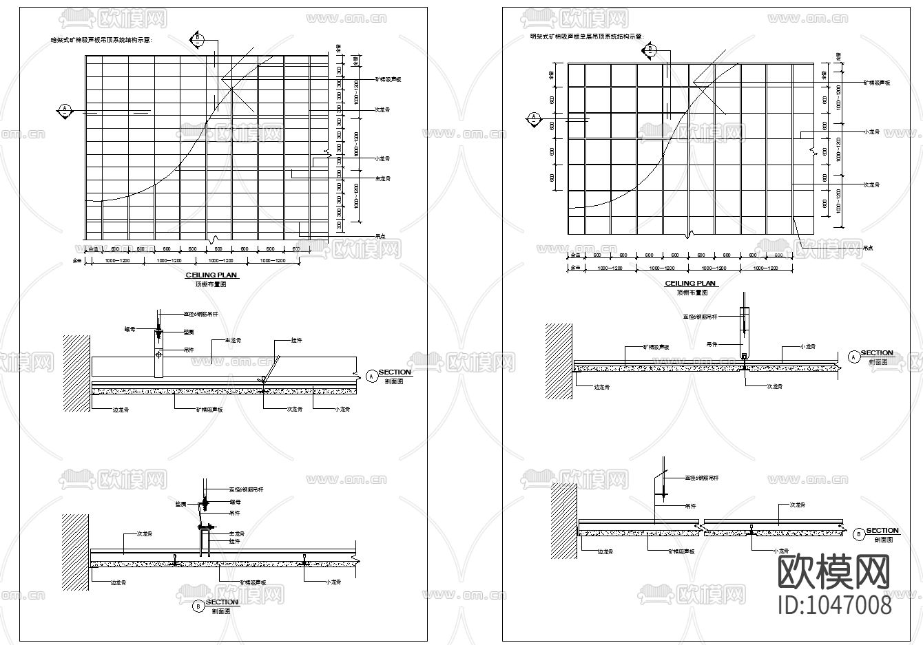 常用立面吊顶剖面节点下载（渲染图2）