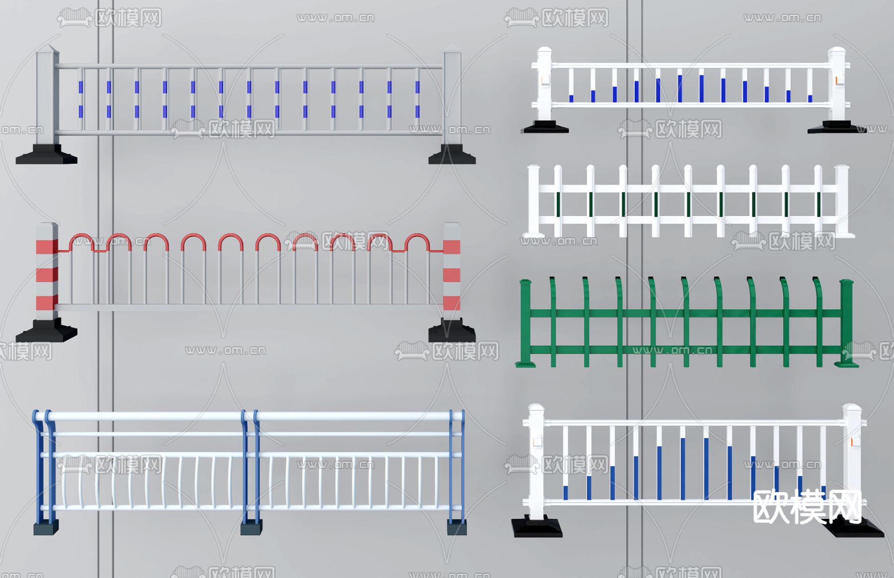 交通护栏 市政栏杆 交通设施su模型下载（渲染图2）