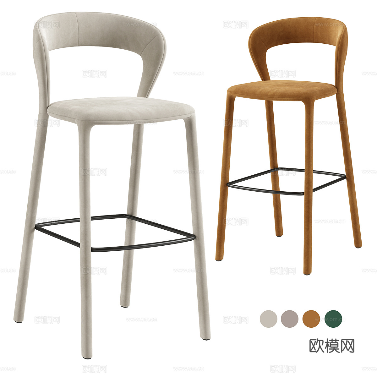 现代意式 Sama 布艺吧台椅3d模型