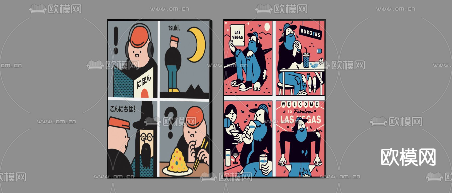 现代装饰画挂画su模型