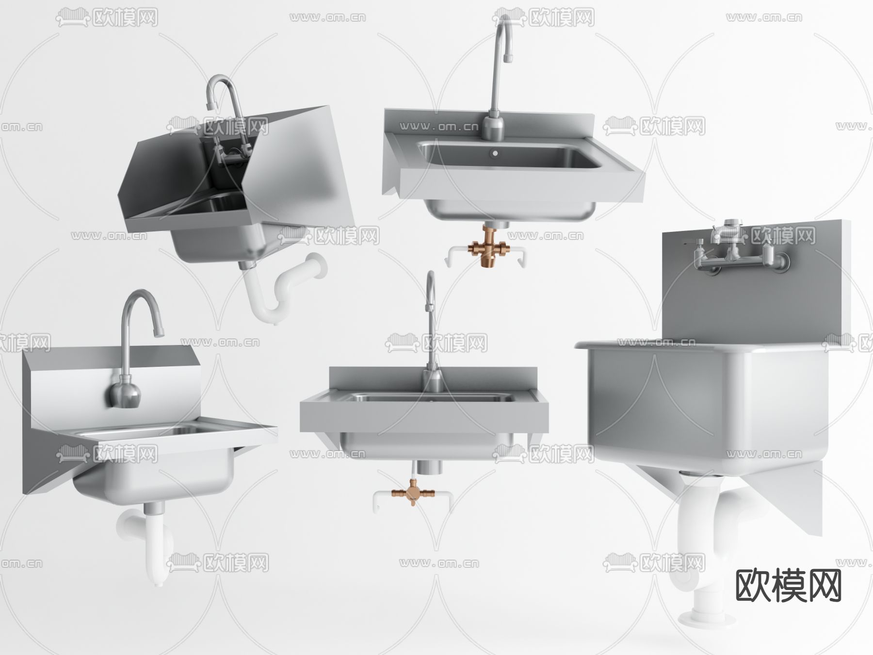 不锈钢水槽 饭店洗菜池su模型