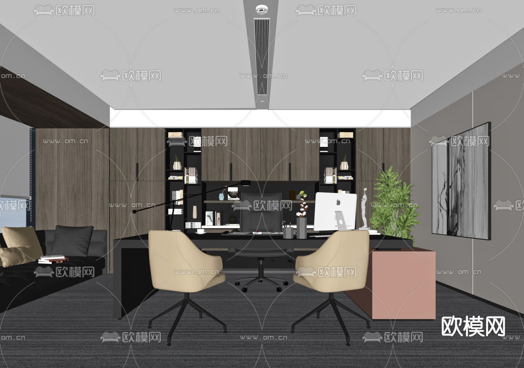 现代办公室su模型下载（渲染图2）