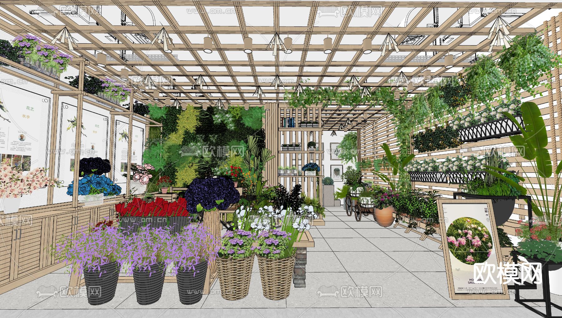 现代鲜花店su模型下载（渲染图2）