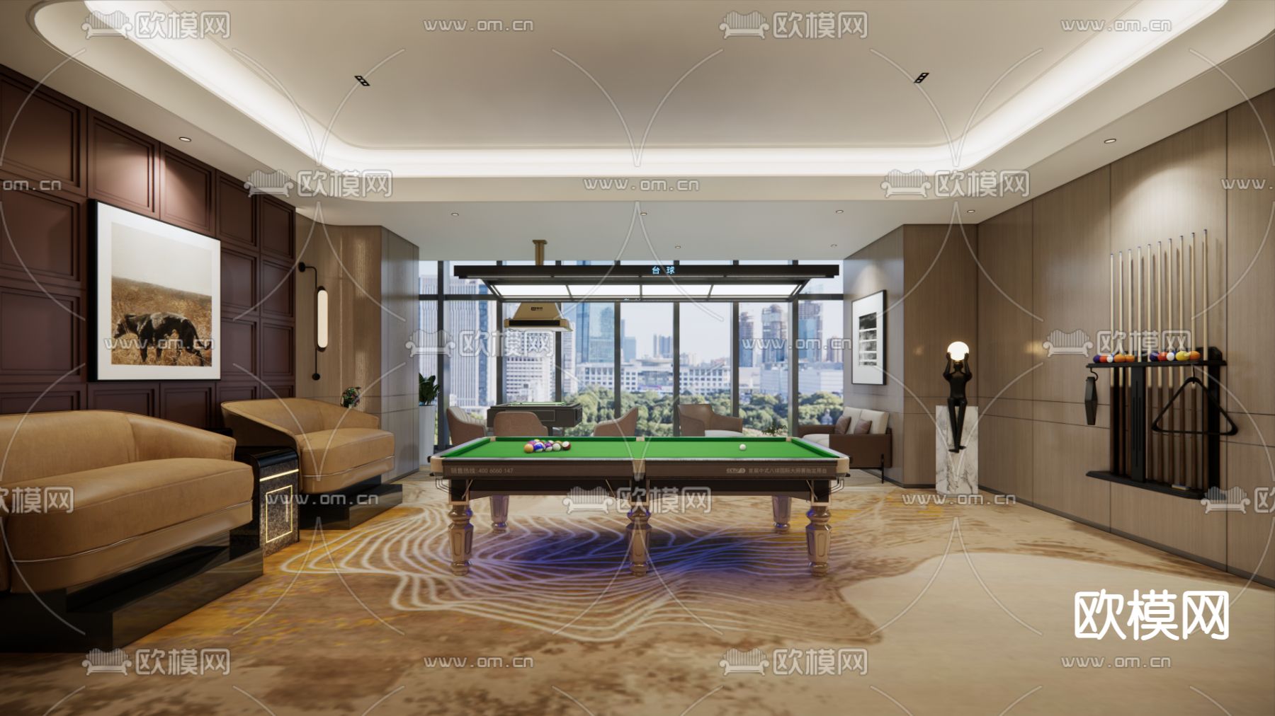 现代台球俱乐部su模型下载（渲染图8）