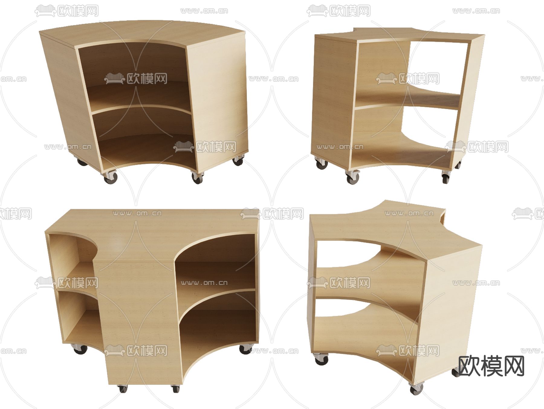 弧形储物柜 异形柜su模型下载（渲染图2）