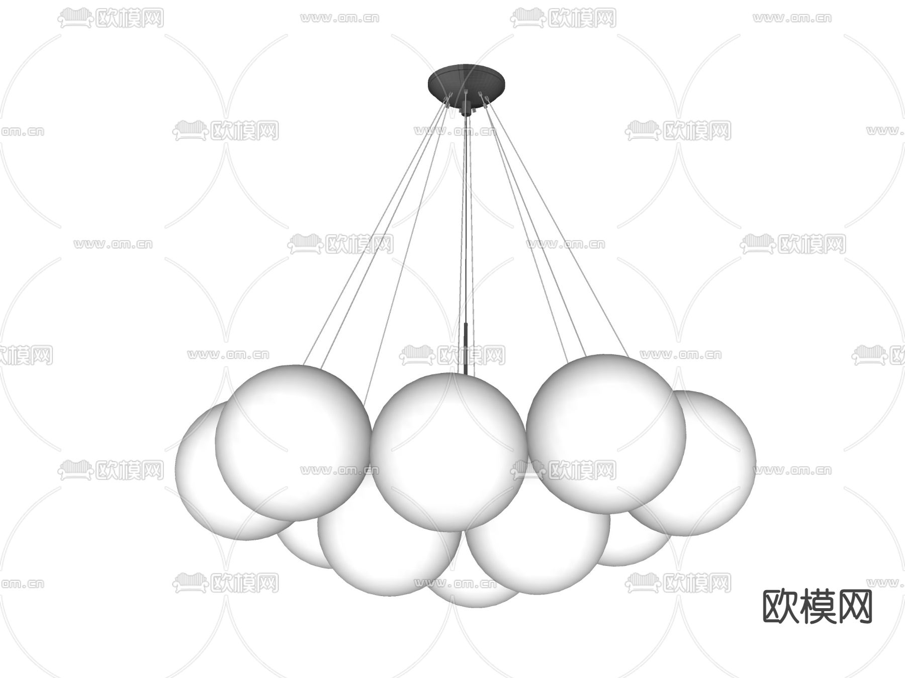 法式气球吊灯su模型下载（渲染图2）