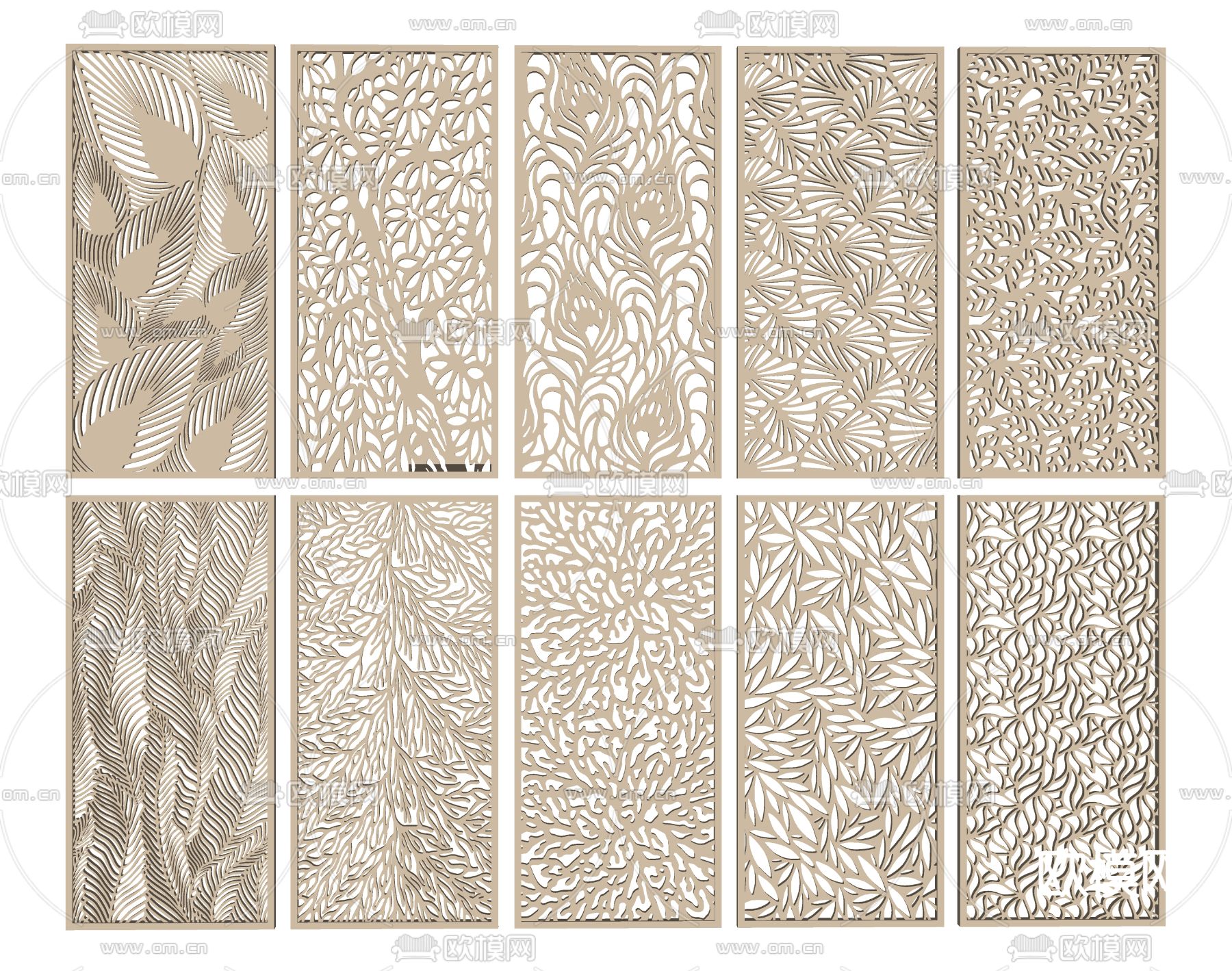 现代雕花 屏风隔断su模型