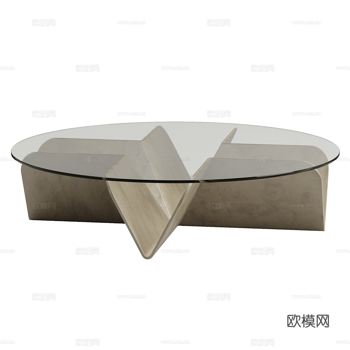 现代意式极简玻璃圆茶几3d模型