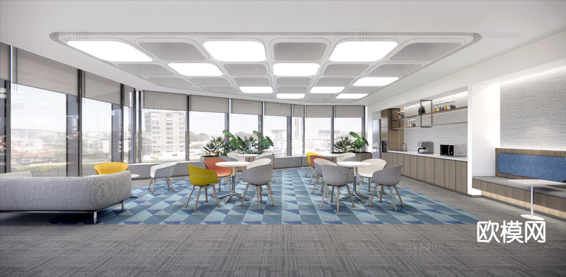 现代休闲茶水区 洽谈区su模型下载（渲染图2）
