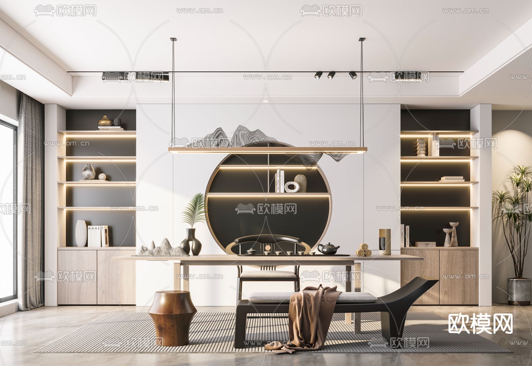 新中式轻奢茶室3d模型下载