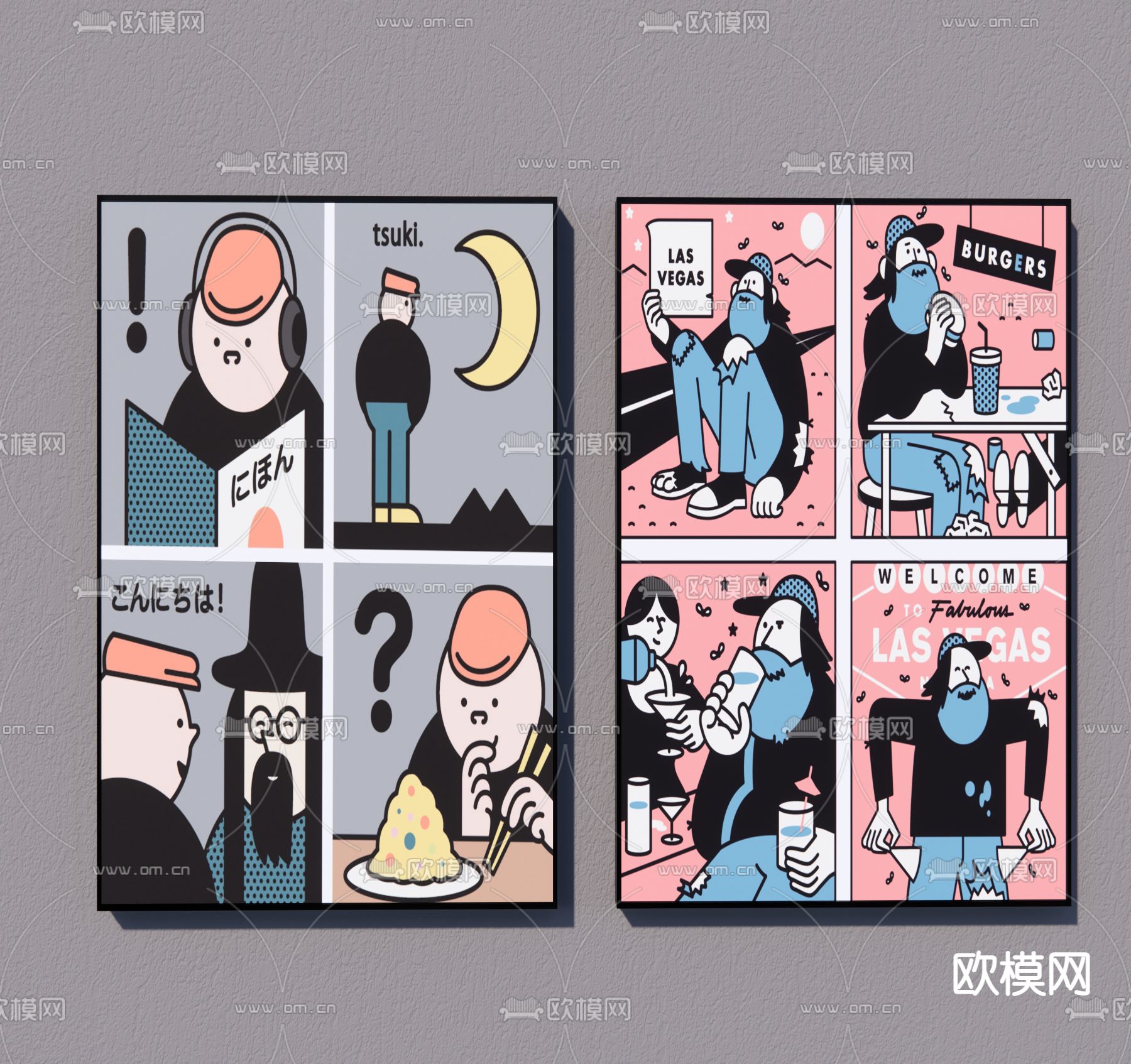 现代装饰画挂画su模型