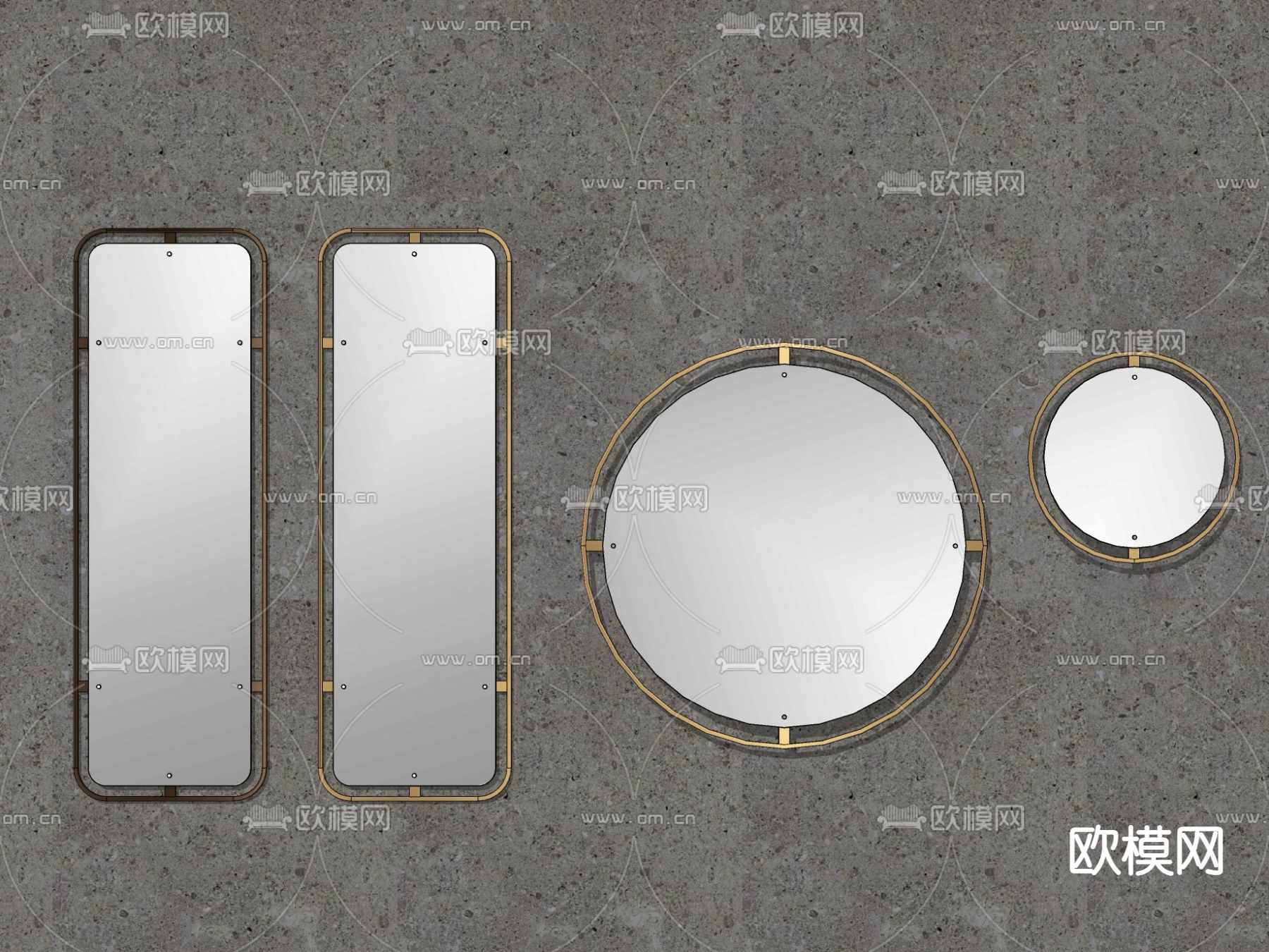 北欧卫浴镜装饰镜su模型下载