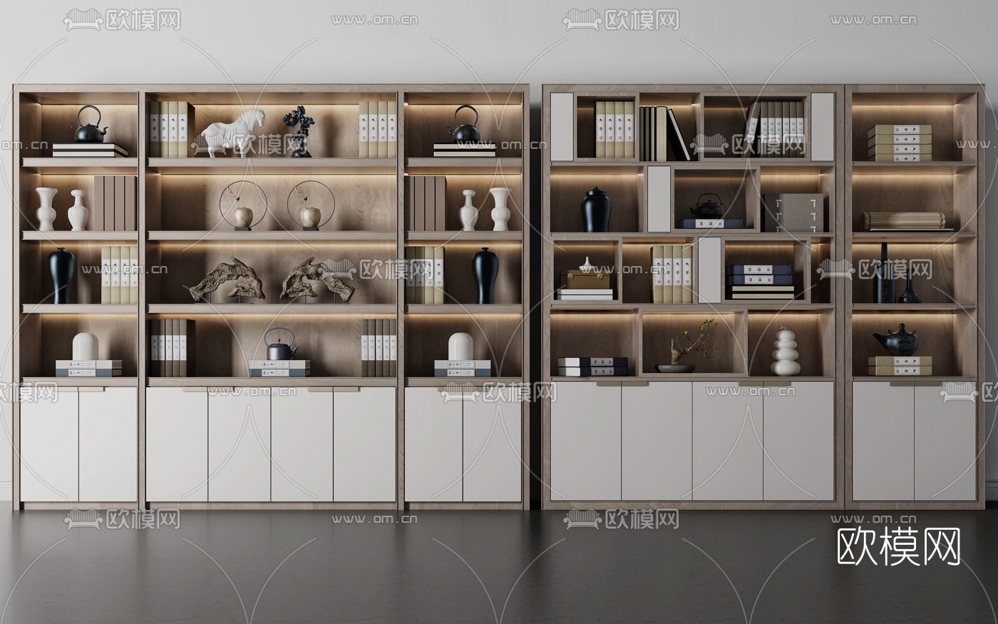 新中式装饰书架su模型下载