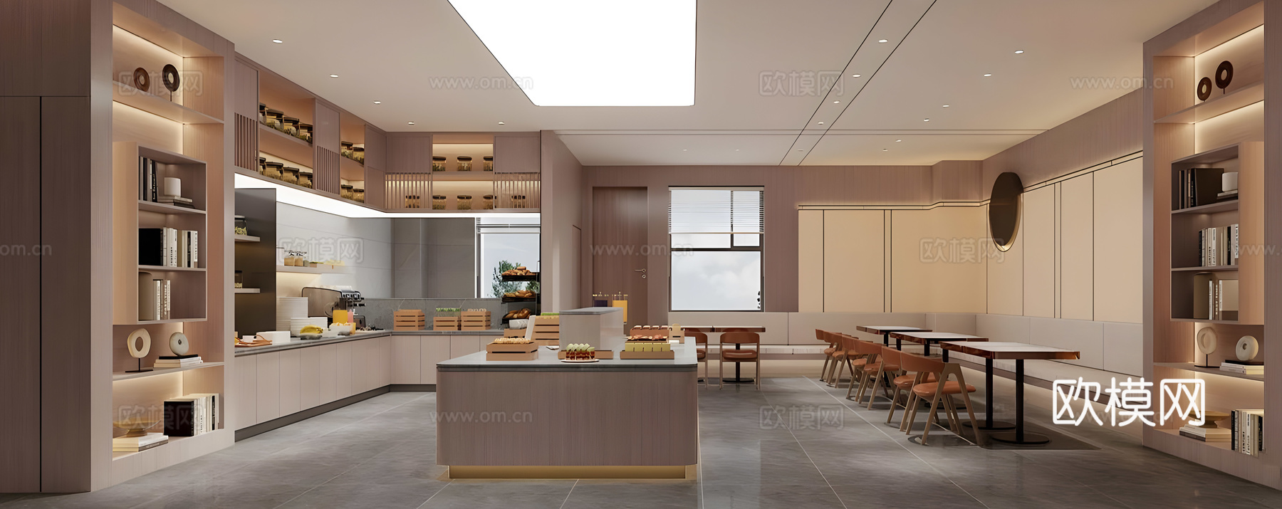 现代自助餐厅 酒店自助餐厅 自助餐厅明档 自助餐区 自助餐台su模型下载（渲染图1）