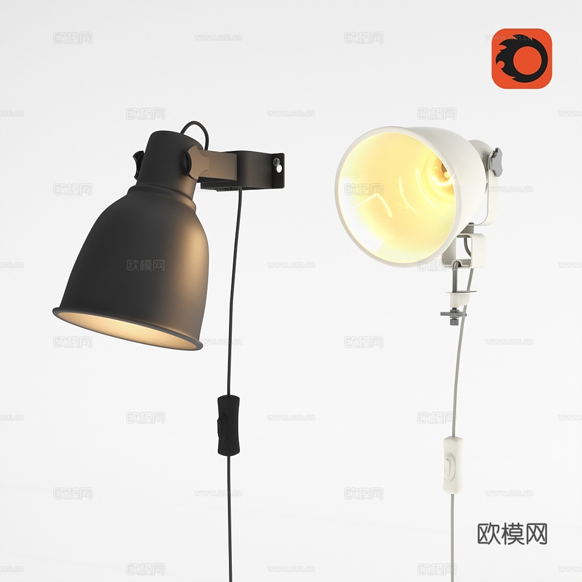 HEKTAR 壁挂式聚光灯带夹扣3d模型
