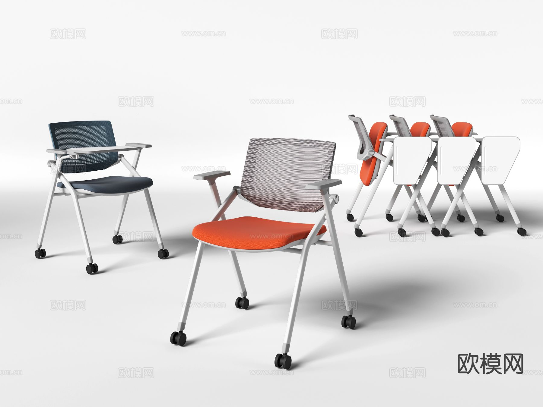 培训椅 办公椅 洽谈椅su模型下载（渲染图2）