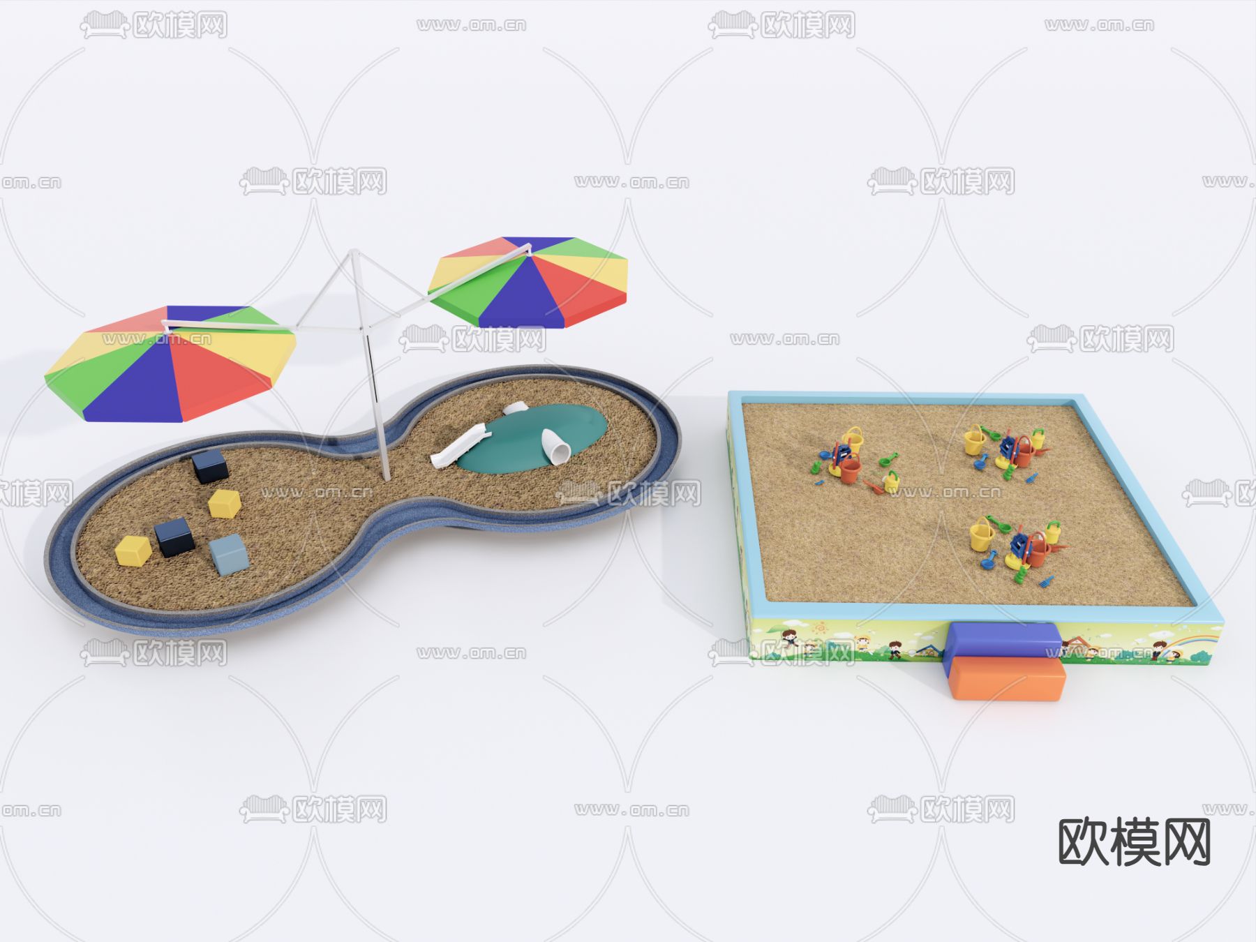 现代儿童沙水区 娱乐区 沙坑su模型