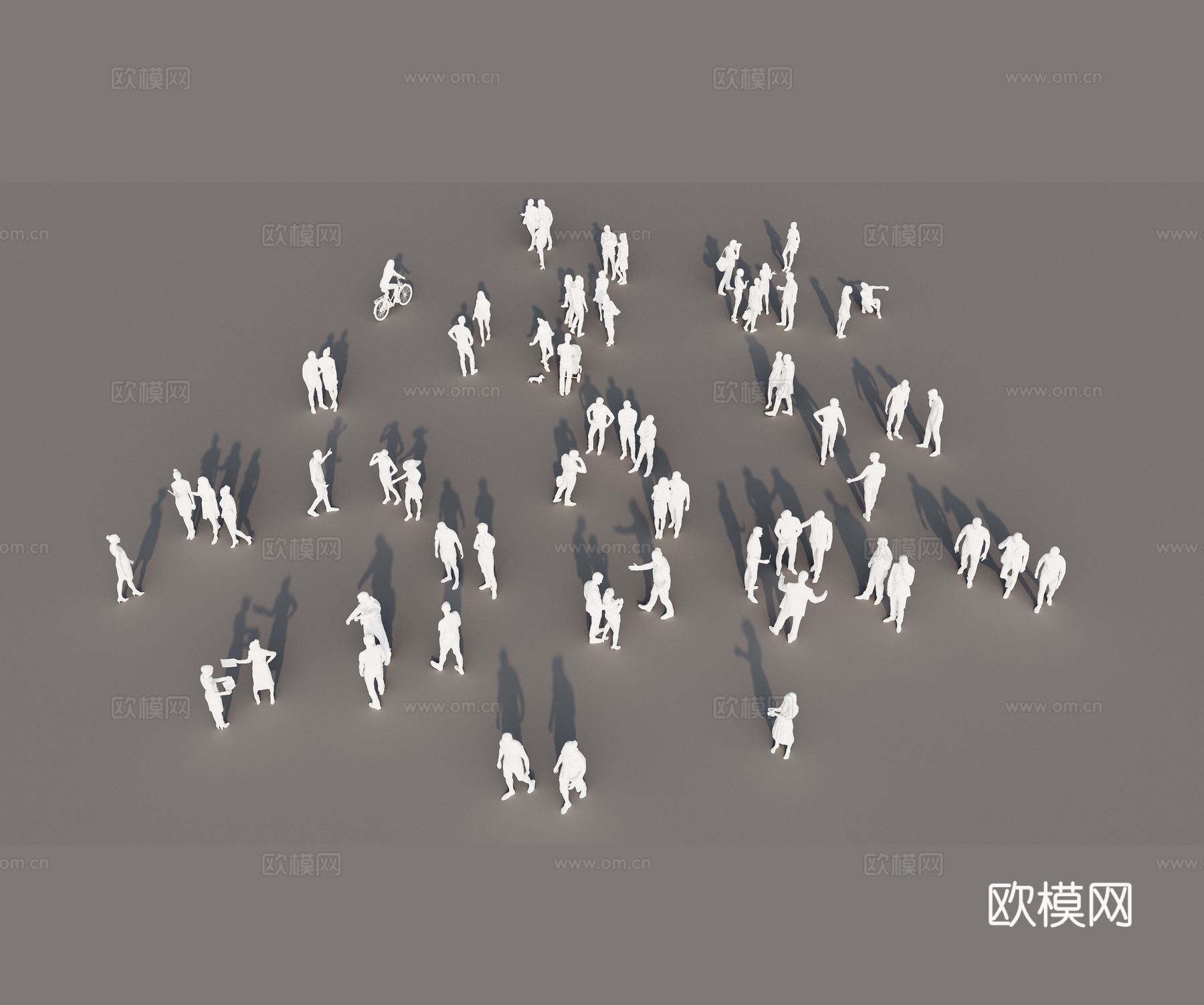 现代三维人物 白模办公人物 多人组合3d模型
