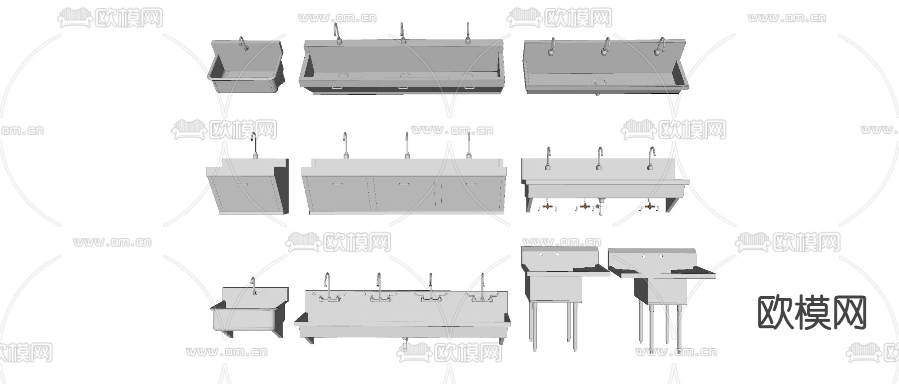 不锈钢水槽 饭店洗菜池 水槽su模型