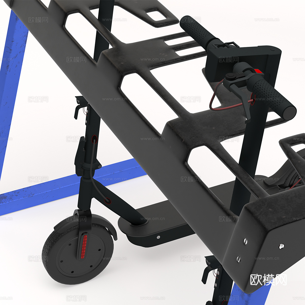电动滑板车和滑板车停车架3d模型