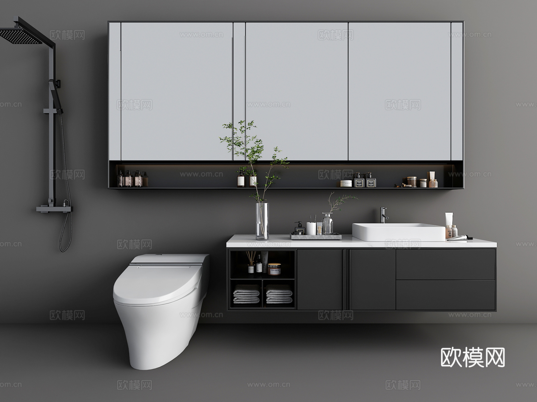 现代浴室柜3d模型下载