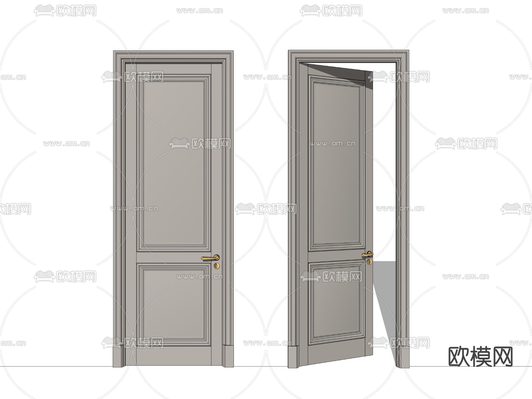 法式单开门房门su模型下载
