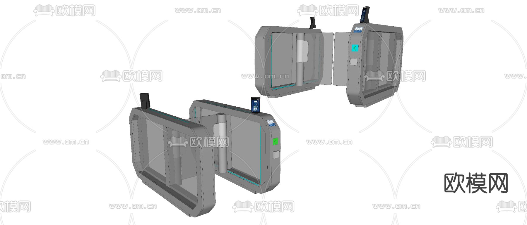门禁机 速通门 摆闸 单向门 安检入口su模型