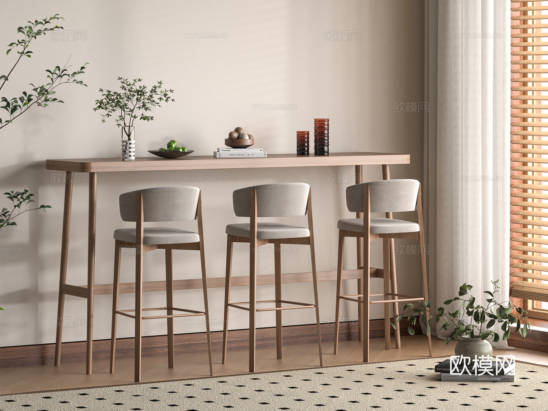 现代吧台3d模型下载