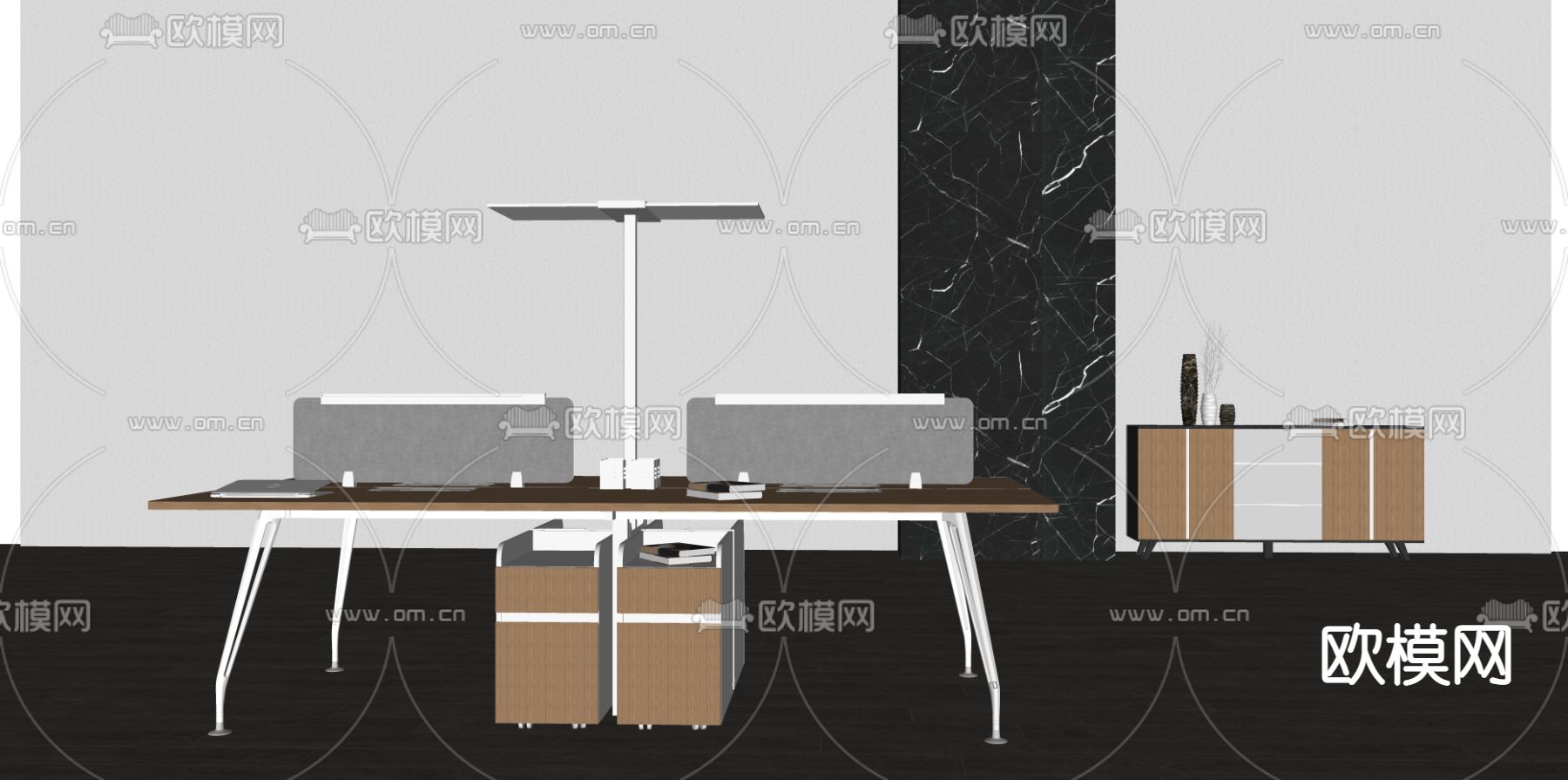 现代屏风卡位su模型下载（渲染图2）