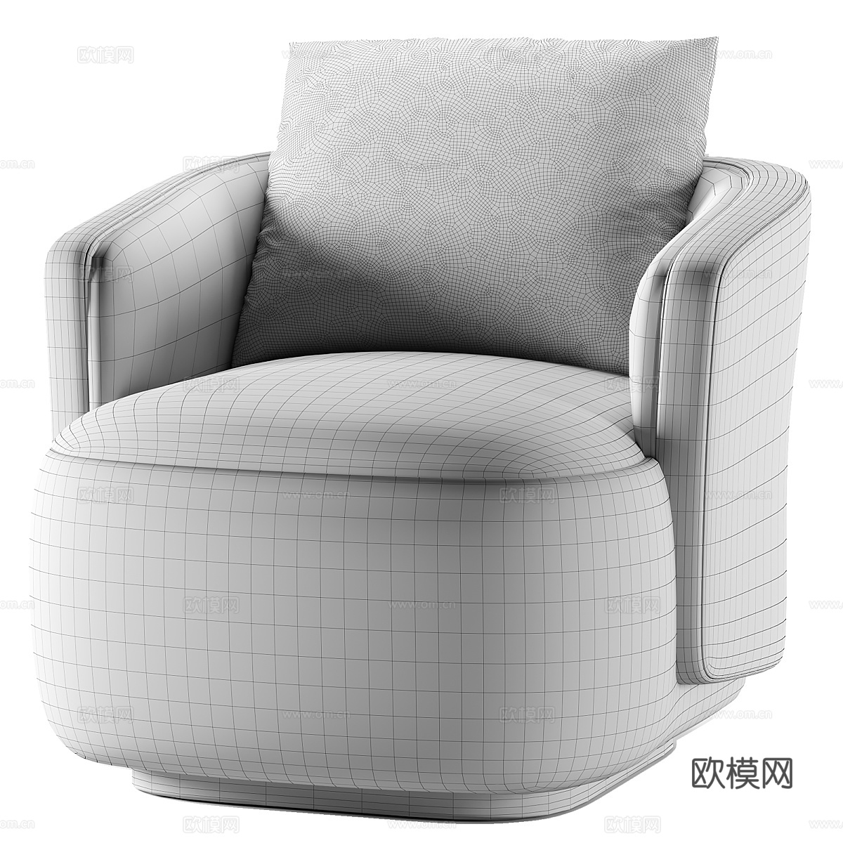 现代意式布艺沙发椅3d模型