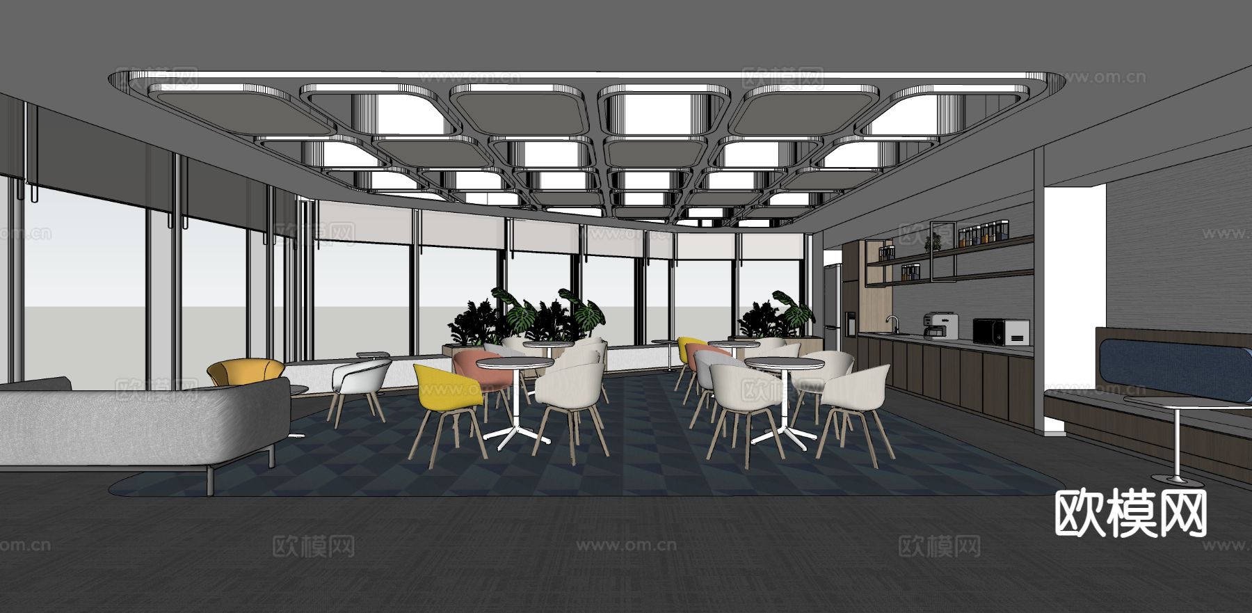 现代休闲茶水区 洽谈区su模型下载（渲染图1）