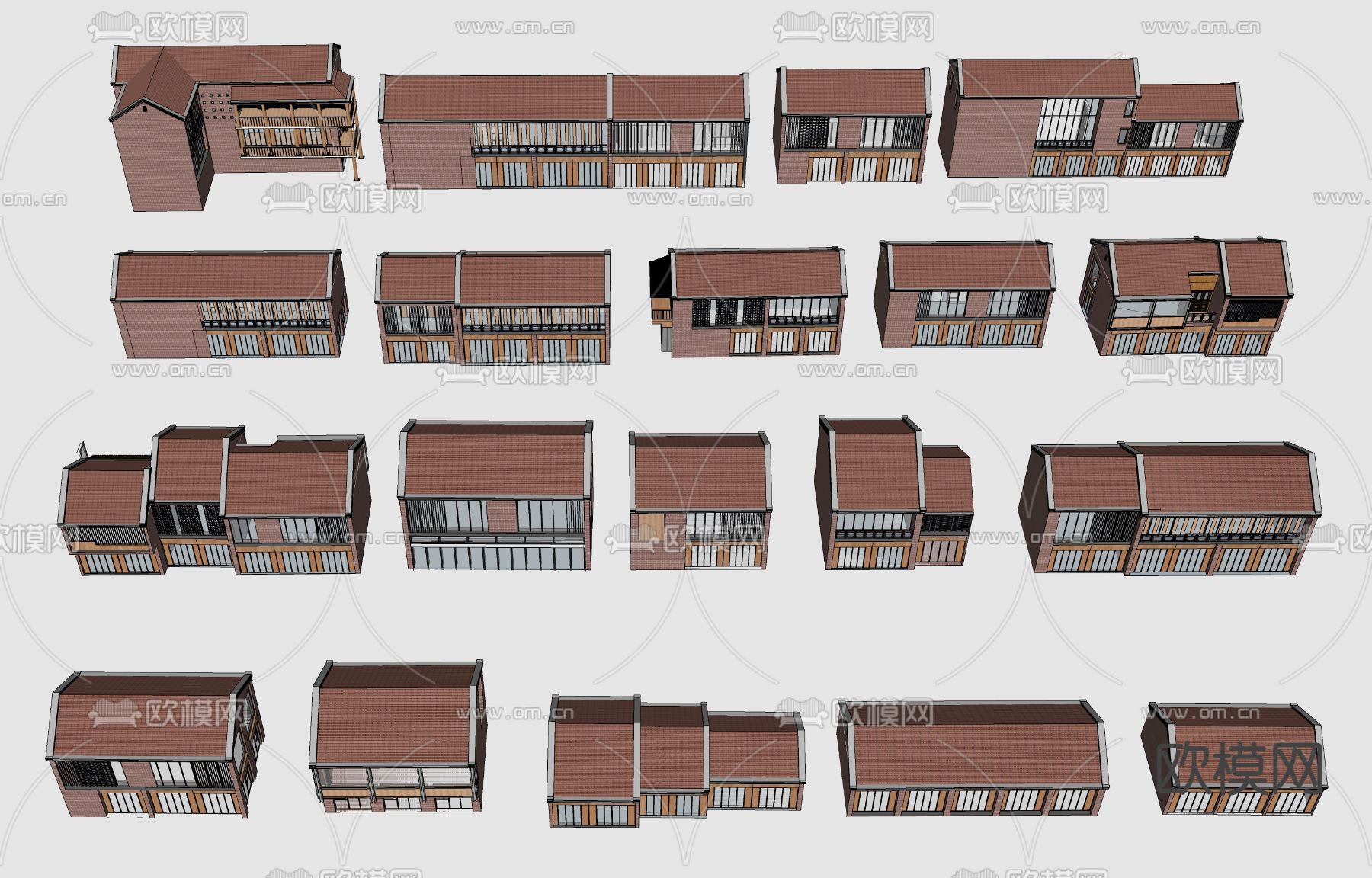 新中式乡村民房 古建筑su模型下载（渲染图2）