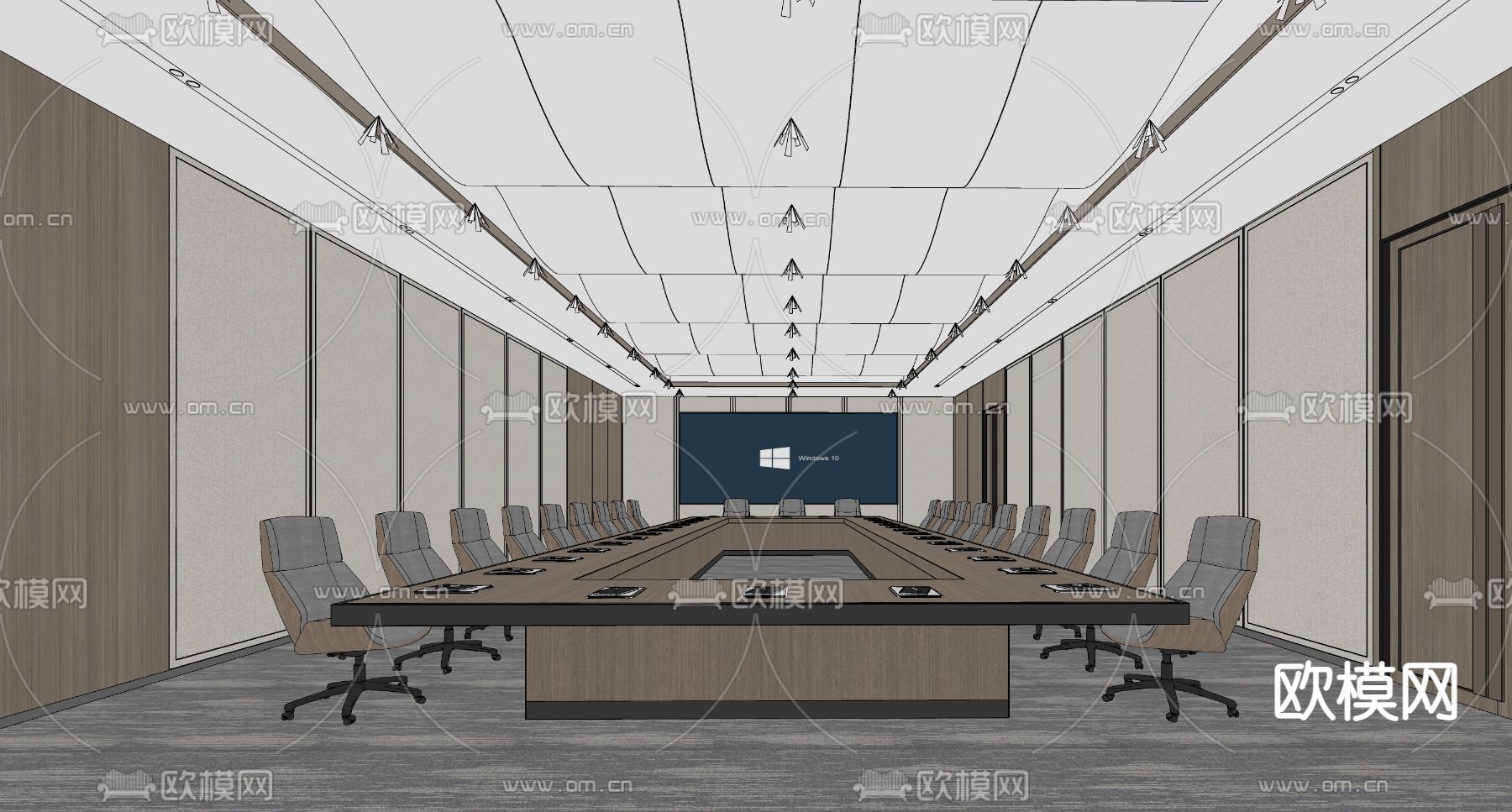 现代报告厅su模型下载（渲染图2）