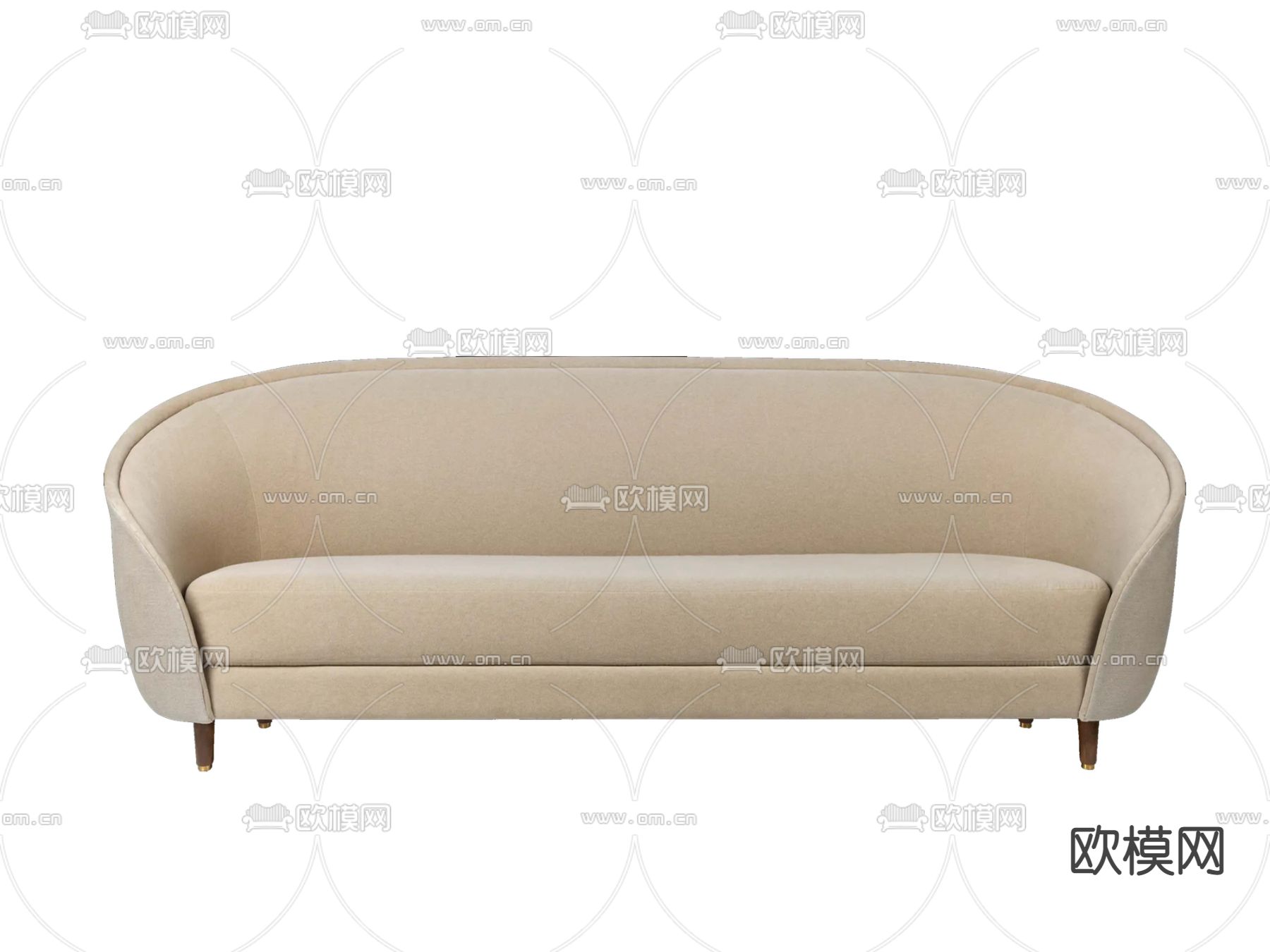 法式布艺多人沙发su模型下载（渲染图1）