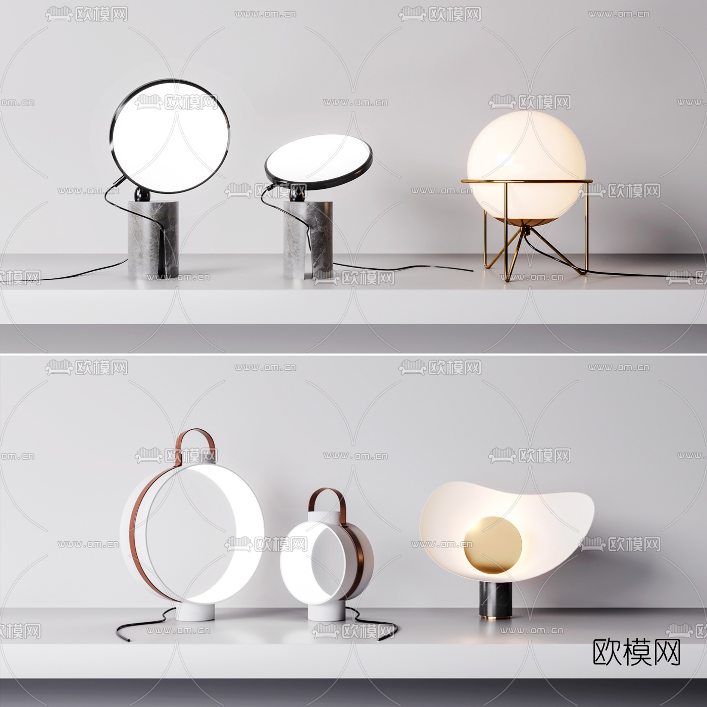 现代时尚台灯3d模型下载（渲染图1）