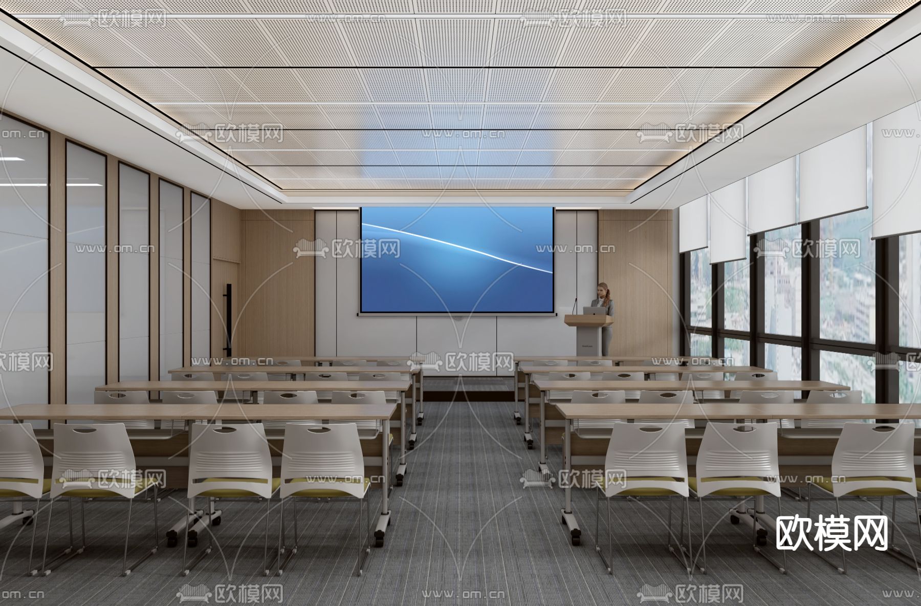 培训室报告厅 会议室su模型下载（渲染图2）