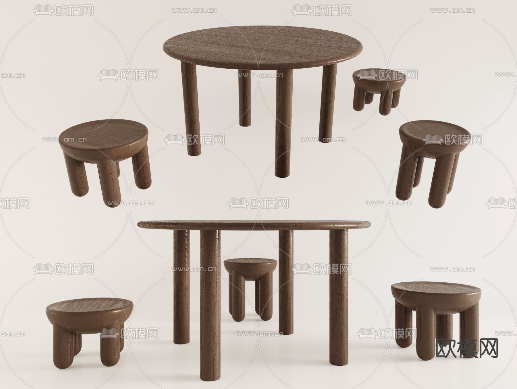 现代儿童桌椅su模型