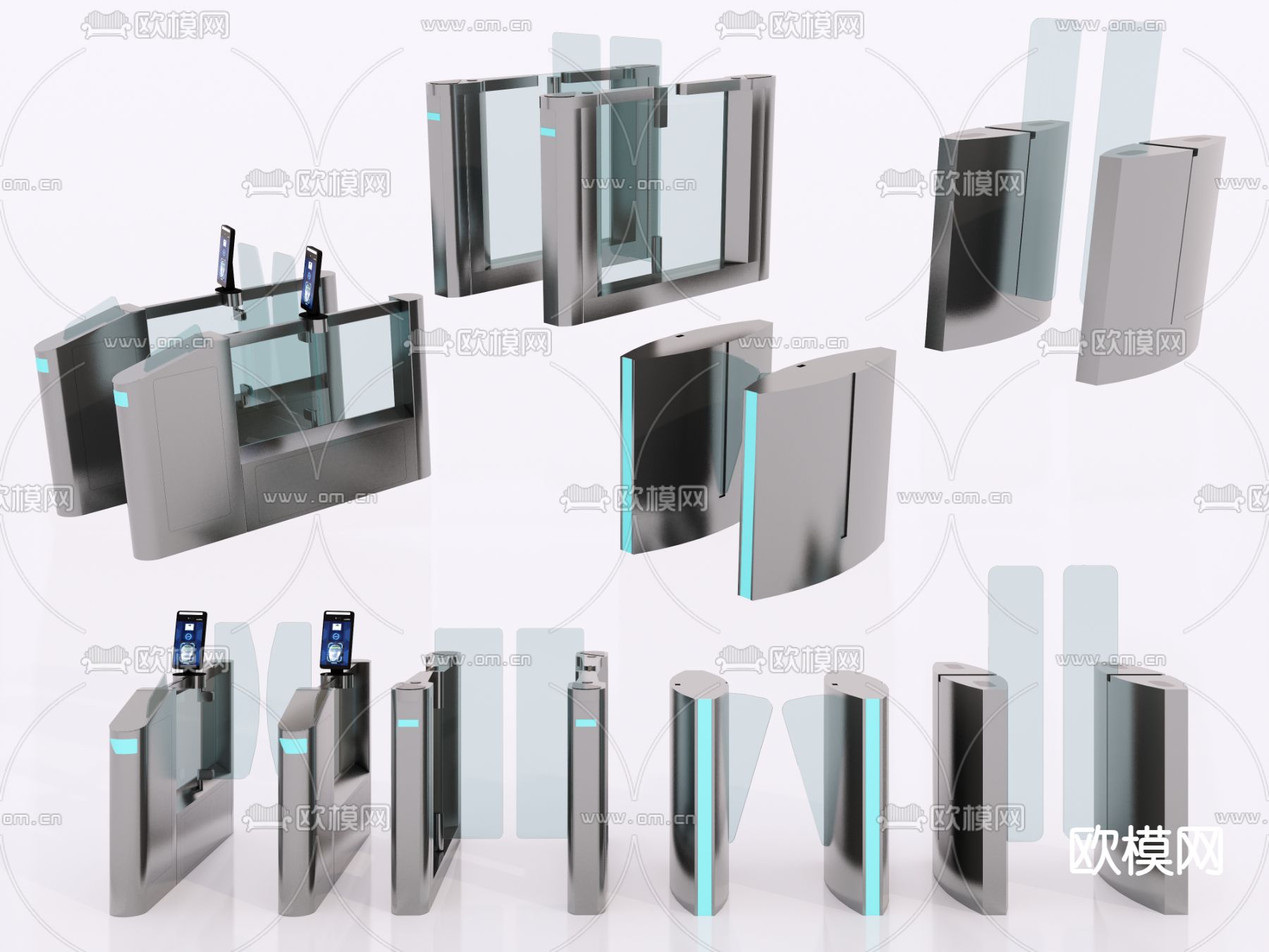 门禁机 摆闸 旋转门 单向门 安检入口 闸机su模型