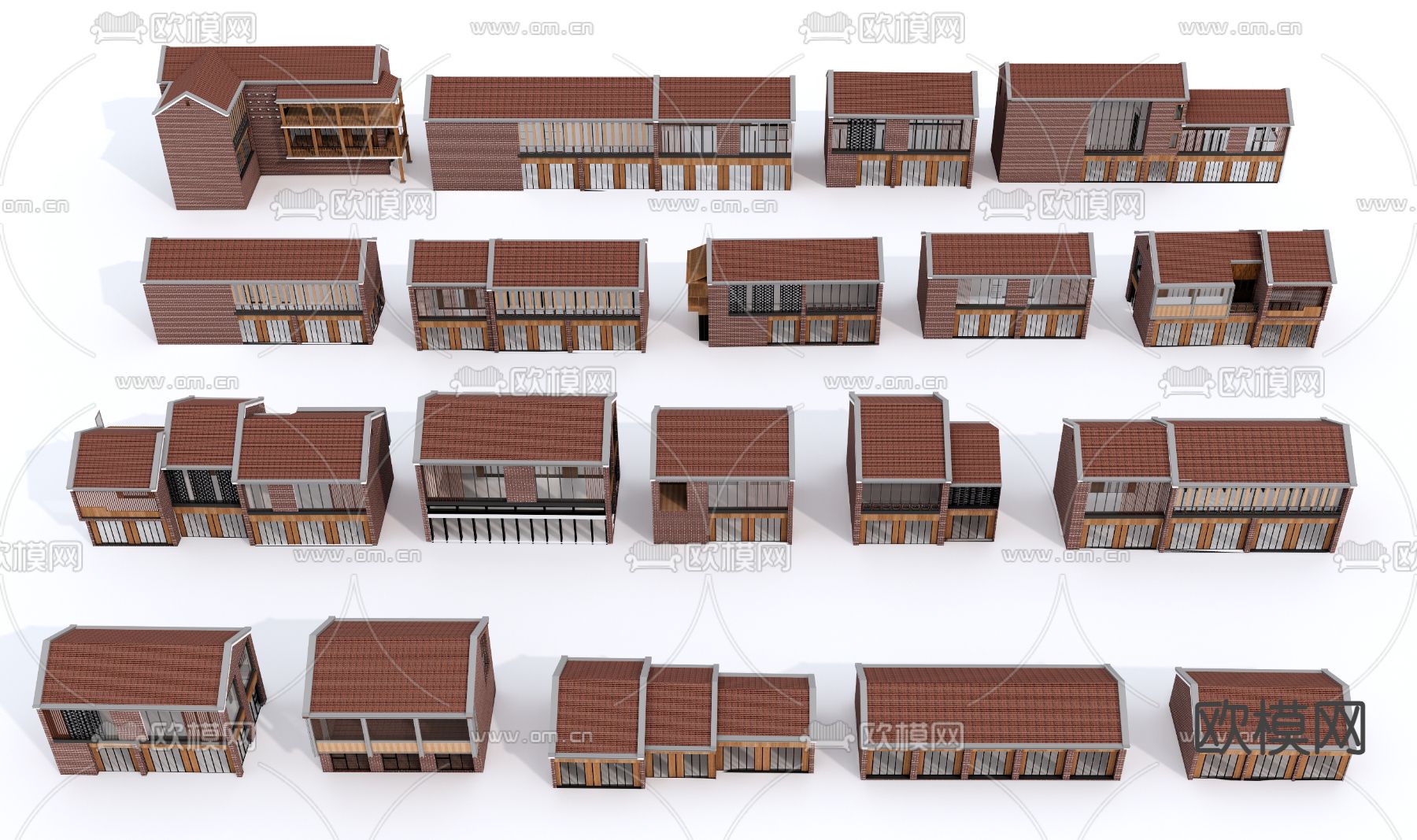 新中式乡村民房 古建筑su模型下载（渲染图1）