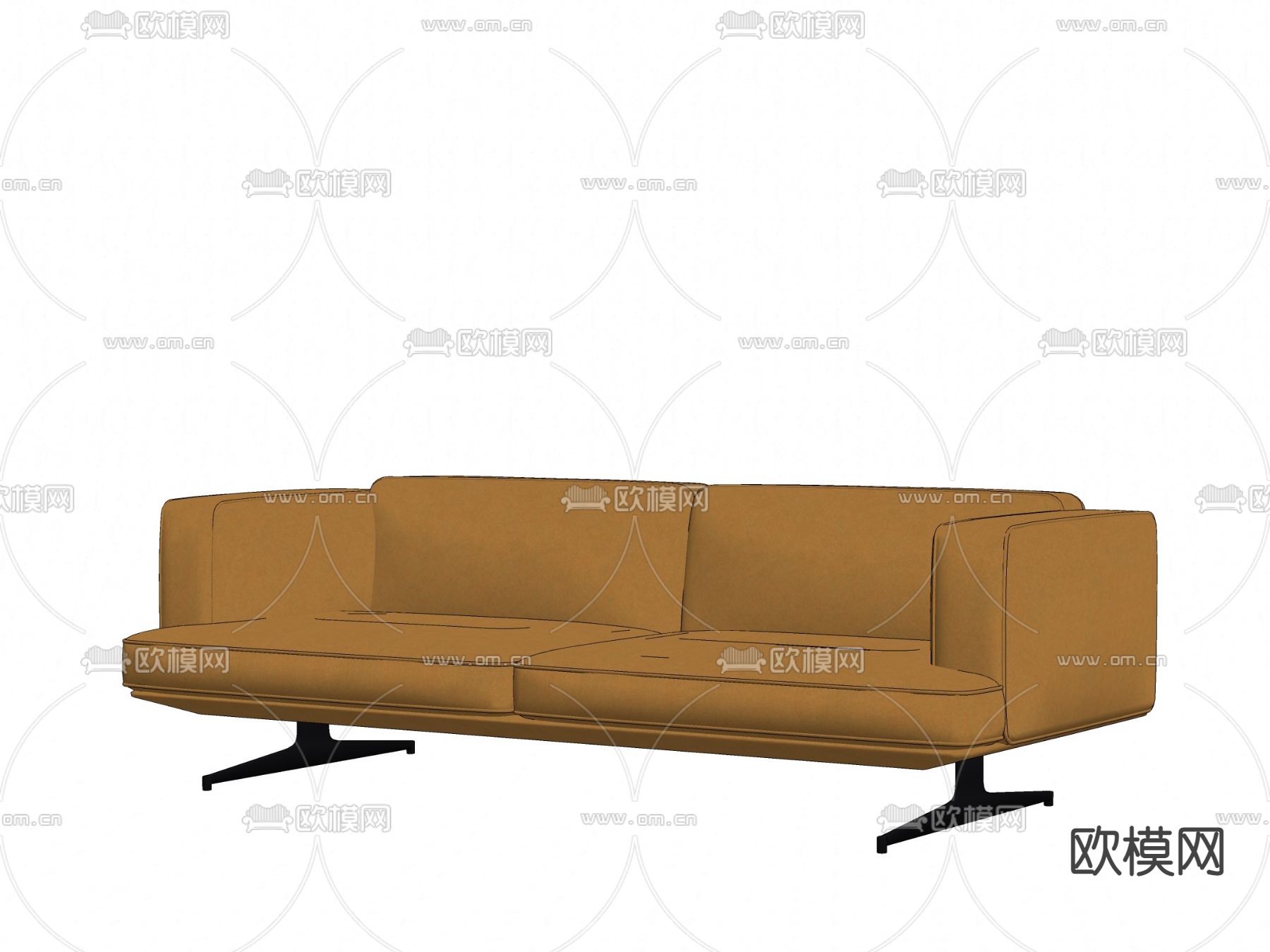 现代皮革双人沙发su模型下载（渲染图3）