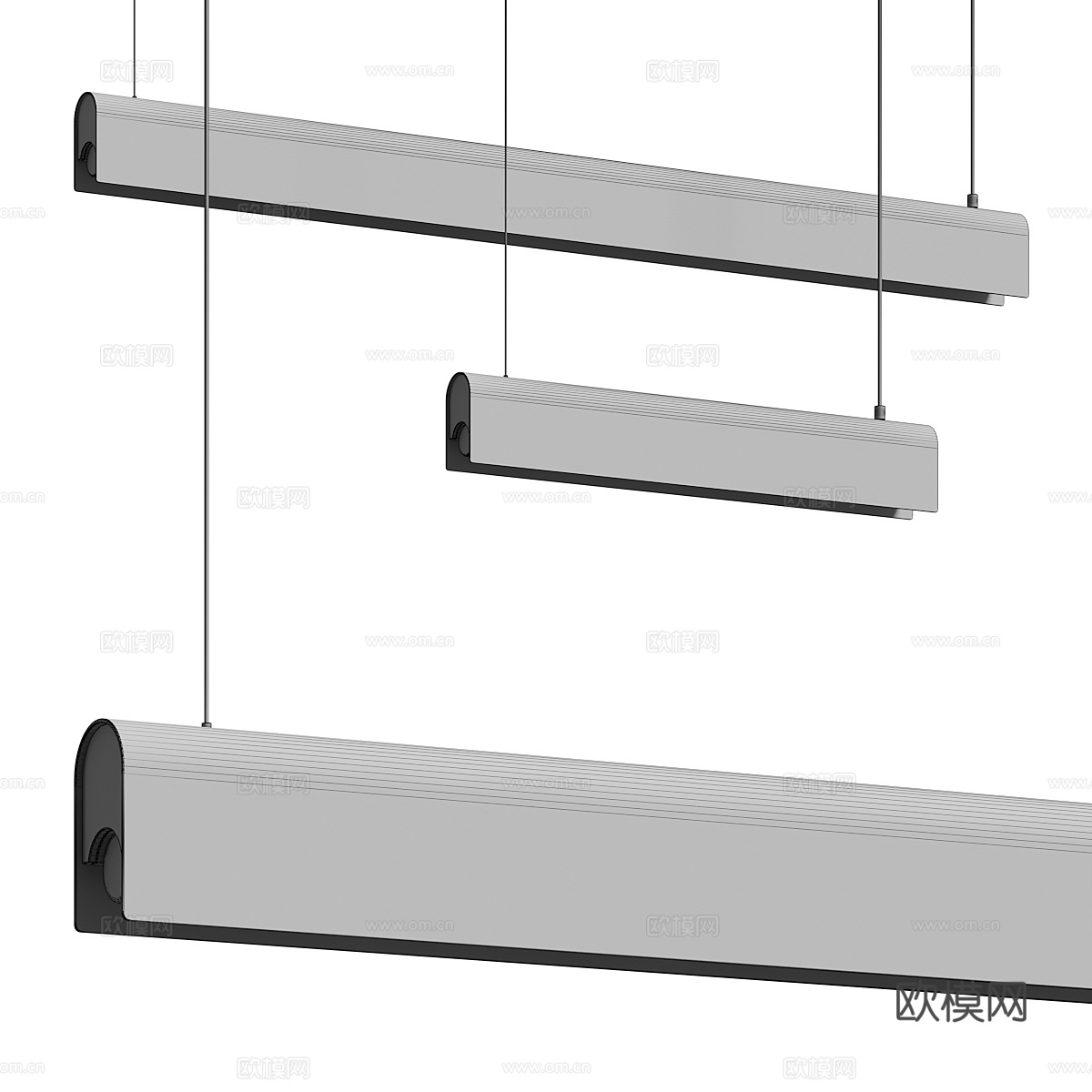现代轻奢极简长条金属吊灯3d模型