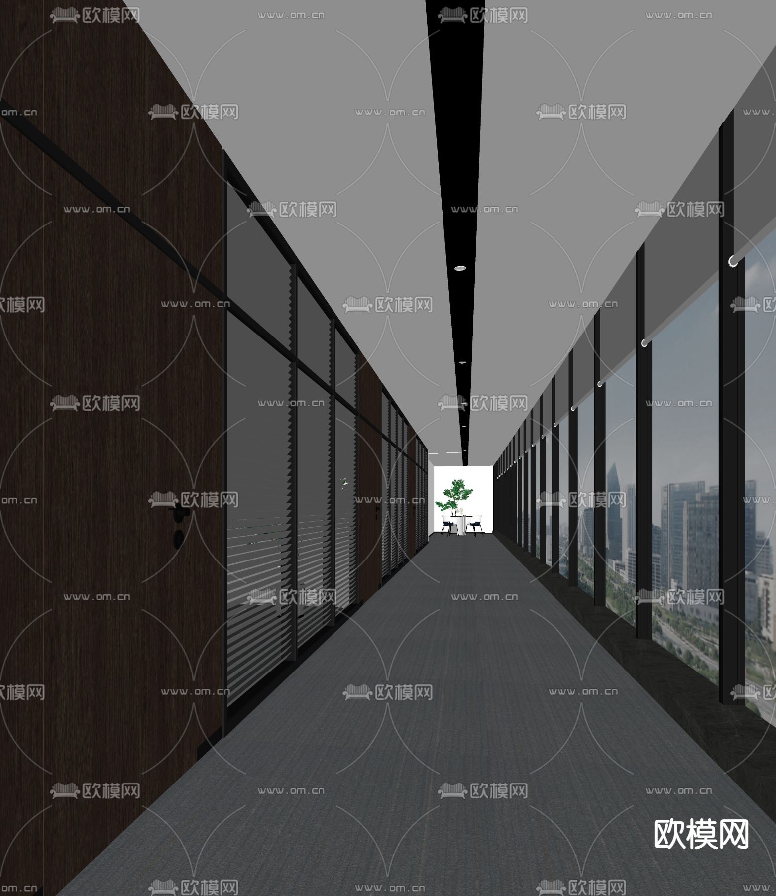 公司走廊 过道su模型下载（渲染图2）