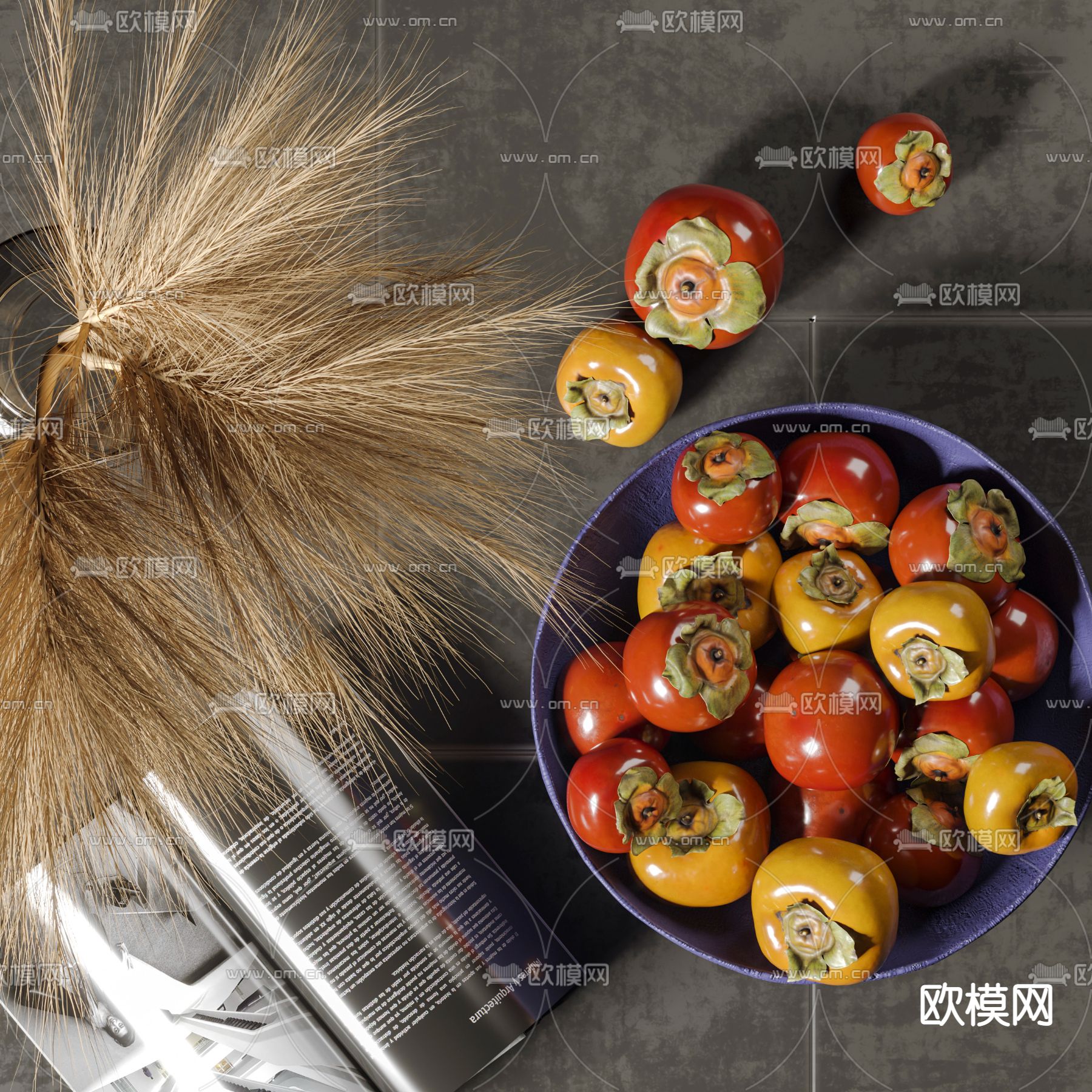 现代水果柿子3d模型下载