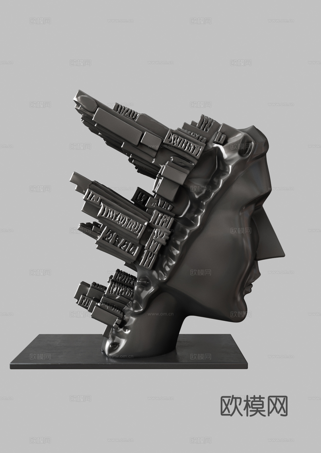 现代抽象金属人物雕塑3d模型