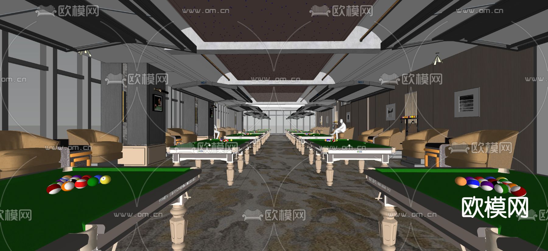 现代台球俱乐部su模型下载（渲染图9）