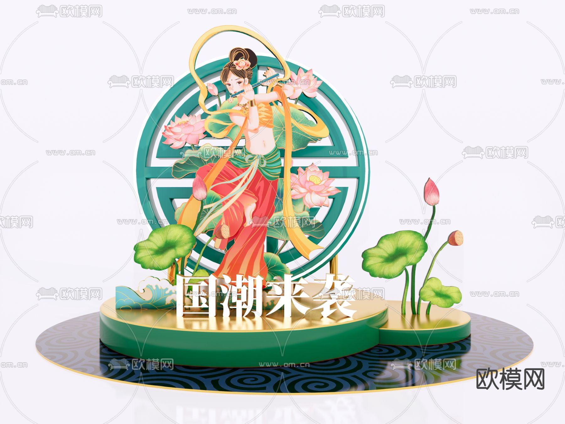 国潮风美陈 潮流美陈su模型
