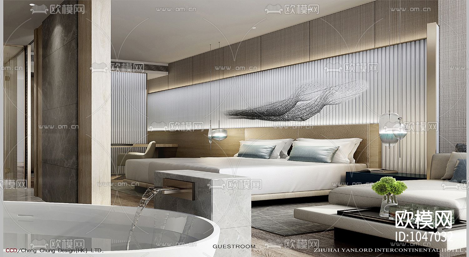 CCD&KNA珠海洲际设计方案-样板房方案+施工图+物料书下载（渲染图3）